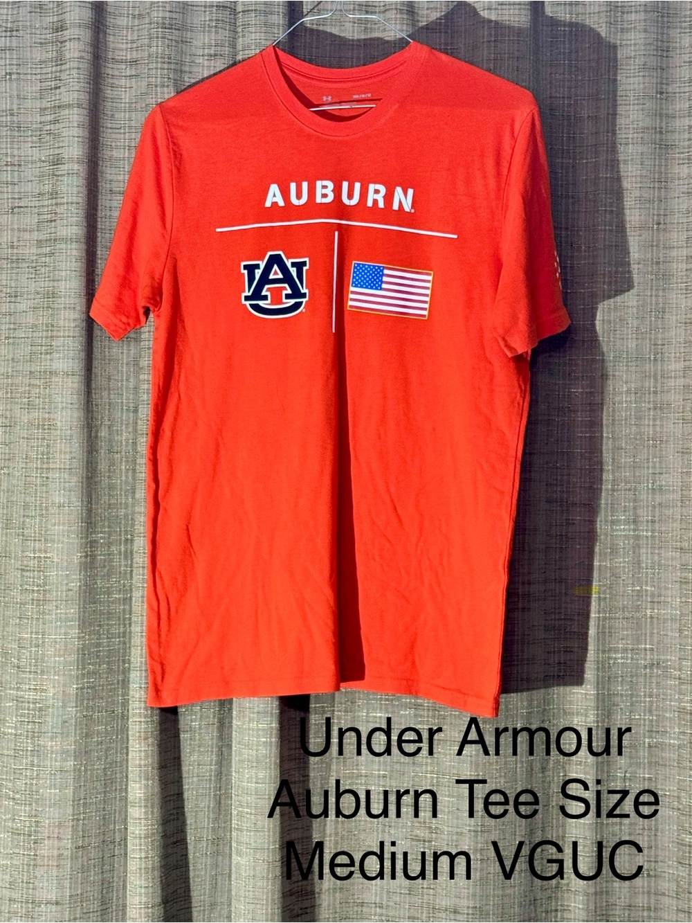 Under Armour Orange Auburn Logo & Flag Short Sleeve Tee